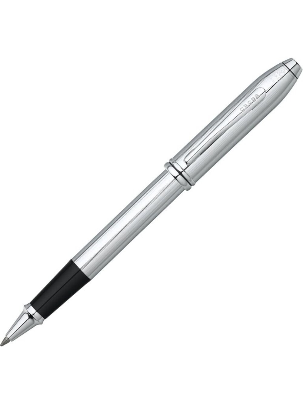 Lustrous Chrome Rollerball Pen - Medium Point, Black Ink, Elegant Writing Tool